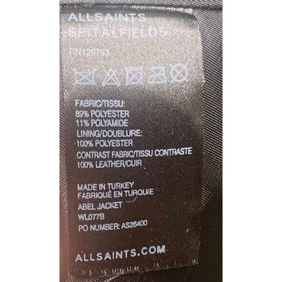 AllSaints Leather Jacket NWOT Size 6 - Picture 4 of 5